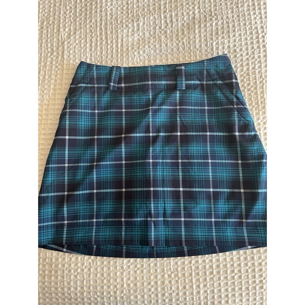 ⚫️ Nike Dri Fit Blue Plaid Golf Tennis Skirt Women's Sz 4 27” Waist
